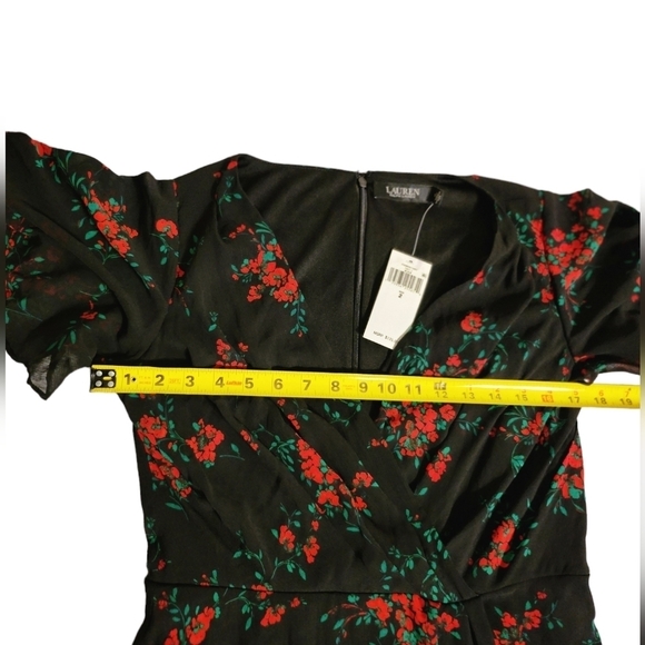 Nwt Lauren Ralph Lauren Floral Flutter-Sleeves Dress Size 2 - Picture 5 of 16